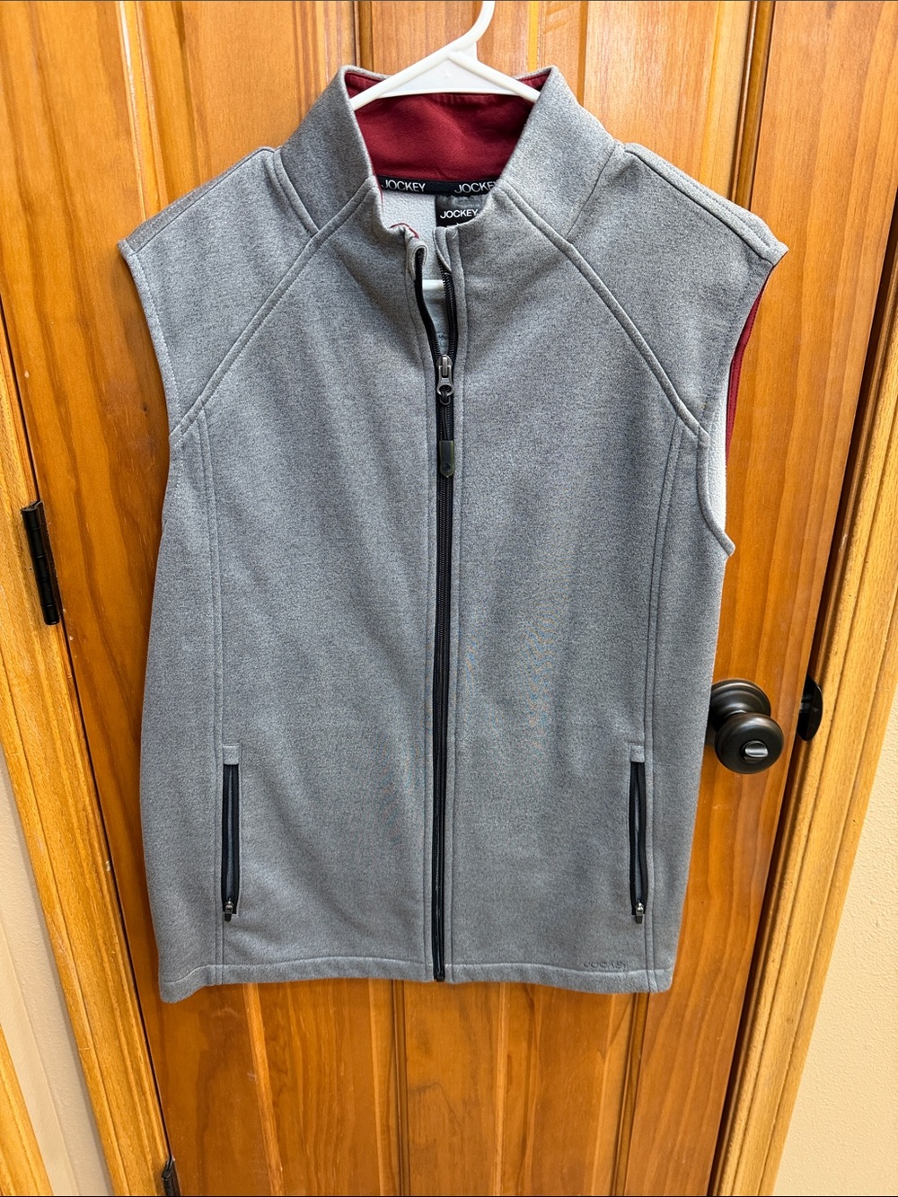 Jockey Gray Fleece Vest with Maroon Lining